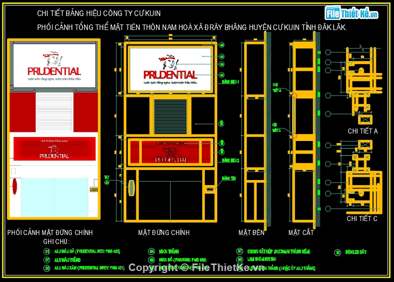 Ban ve thiet ke bien hieu khung quang cao Prudenti,thiết kế biển hiệu chi nhánh Prudential,Thiết kế mặt tiền khung quang cao Prudential,Thiết kế chi nhánh  bảo hiểm Prudential